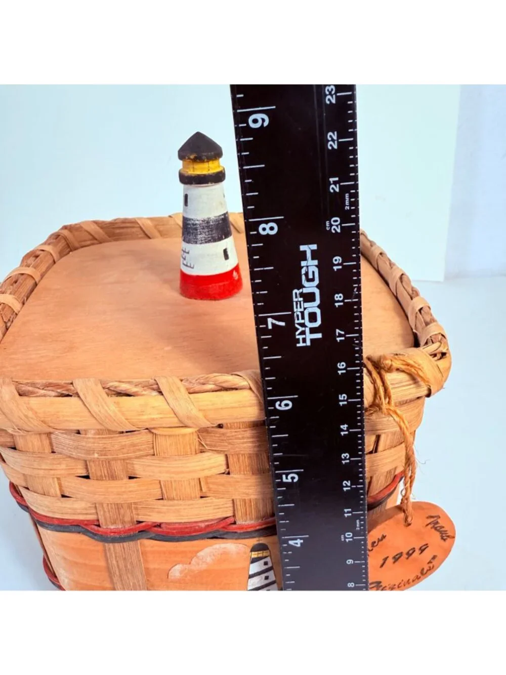 Vintage Karen Traub Originals Wicker Lighthouse Basket Coastal Nautical Folk Art